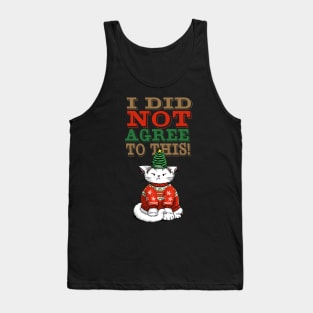 Disgruntled Cat in Ugly Christmas Sweater (dark background) Tank Top